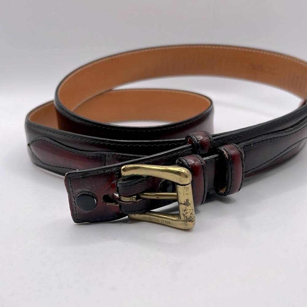 Sas Leather Belt Brown Red Made In USA Mens Size 40 Brass Buckle